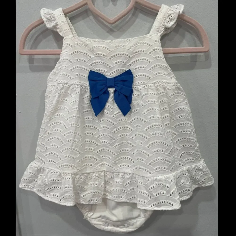 Janie and Jack Eyelet Ruffle White Romper 6-12 Months